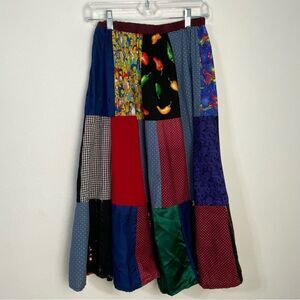 Handmade Patchwork Tiered Maxi Skirt Small Boho Hippie Streetwear 70s Gypsy